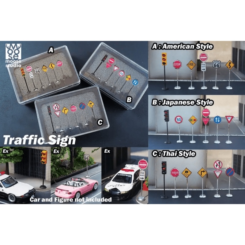 Minicreek 1:64 Street Signs|American|Japanese|Thai