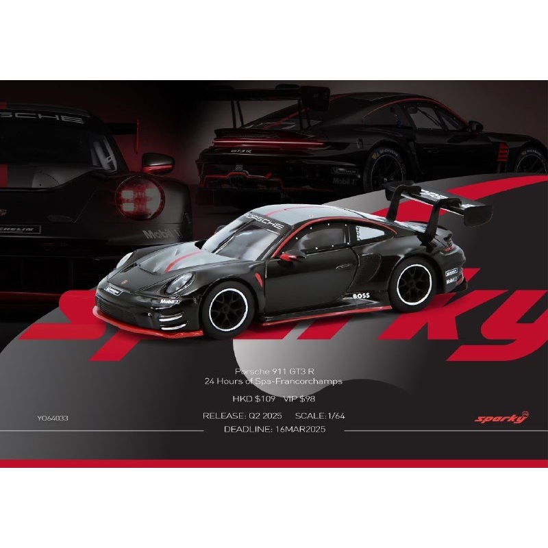 (PRE-ORDER) Sparky 1:64 Porsche 911 GT3 R 24 Hours of Spa-Francorchamps