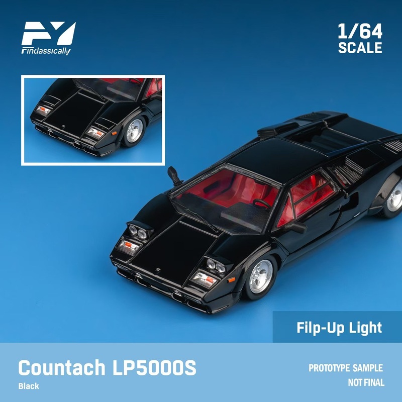 (PRE-ORDER) Finclassically 1:64 Lamborghini Countach Metallic Black