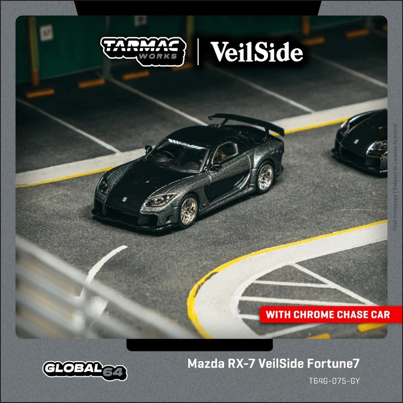 (PRE-ORDER) Tarmac Works 1:64 Mazda RX-7 Veilside Fortune 7 Grey Metallic / Black