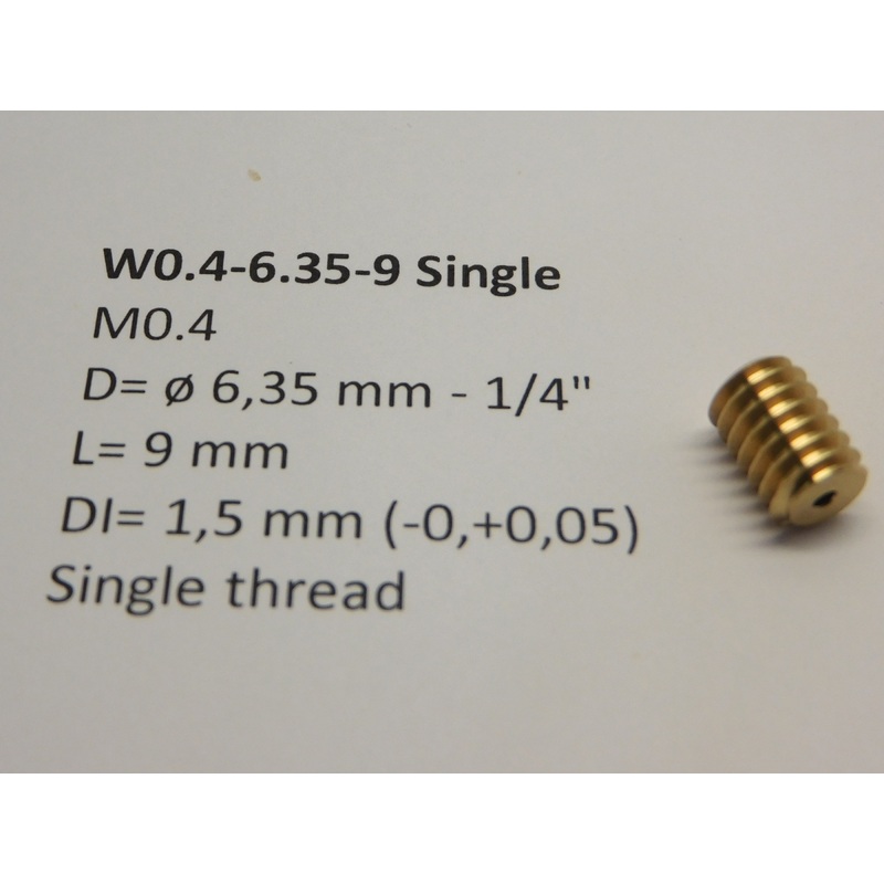 Screw brass M0.4 D= 6.35 mm – 1/4 L= 9 mm DI= 1.5 mm Single
