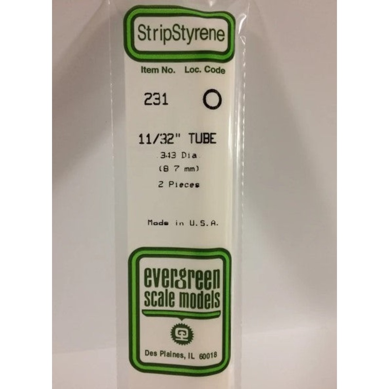 Evergreen 231 .344 (8.7mm) OD Tube (2pcs)