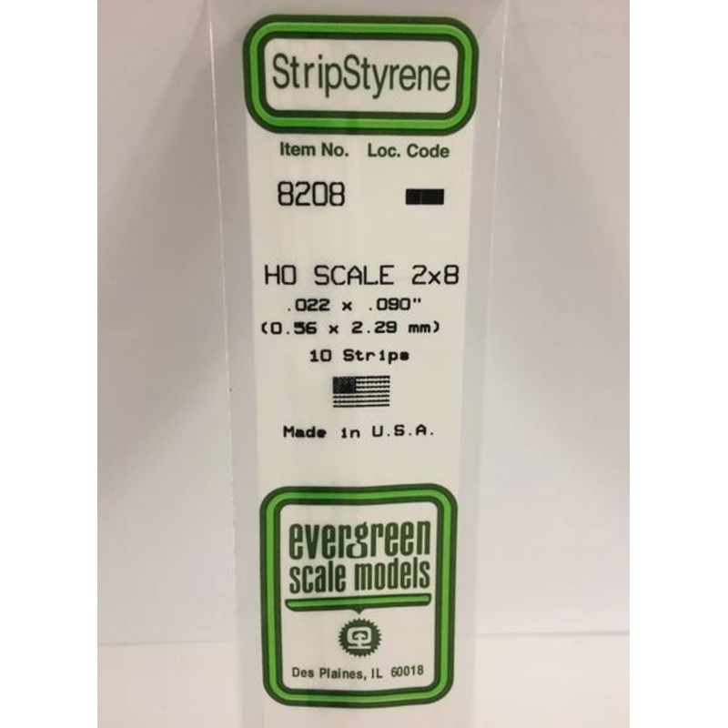 Evergreen 8208 .022 X .090 Ho Scale Strip