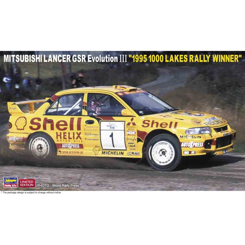 Mitsubishi Lancer GSR Evolution III 1995 1000 Lakes Rally Winner 1/24 Model Car Kit #20560 by Hasegawa