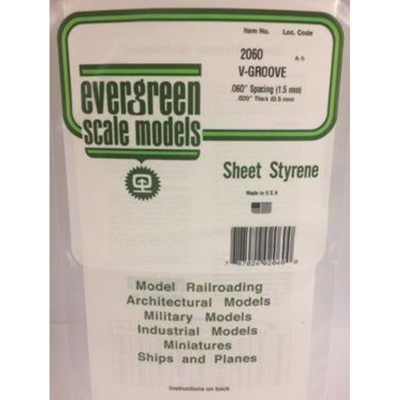 Evergreen #2060 – .060 Opaque White Polystyrene V Groove Siding