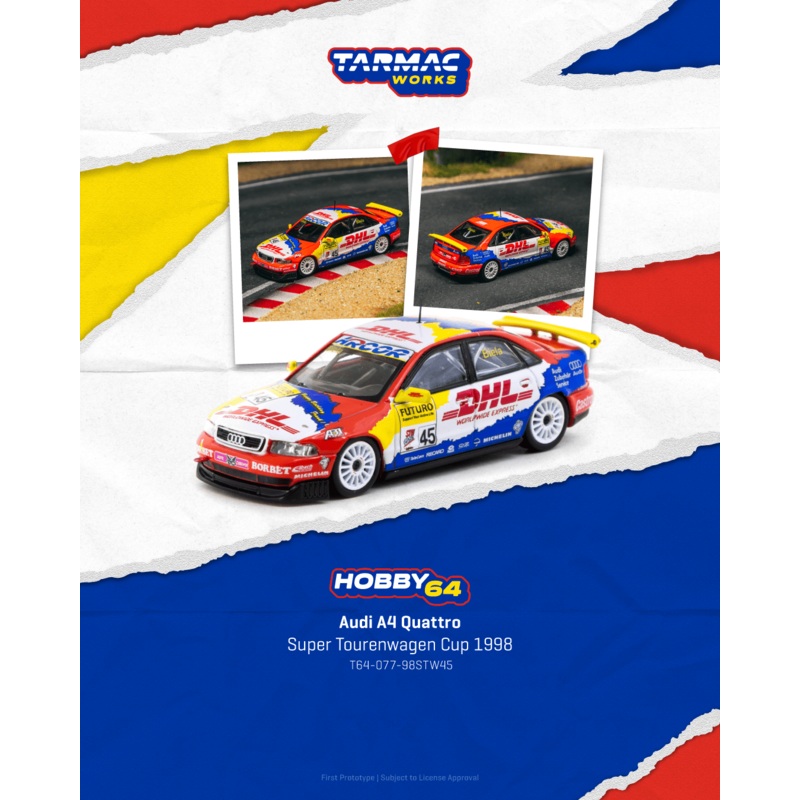 (PRE-ORDER) Tarmac Works 1:64 Audi A4 Quattro Super Tourenwagen Cup 1998 Frank Biela