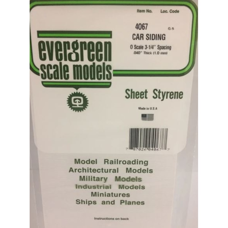 Evergreen 4067 .067 Passenger Car Siding