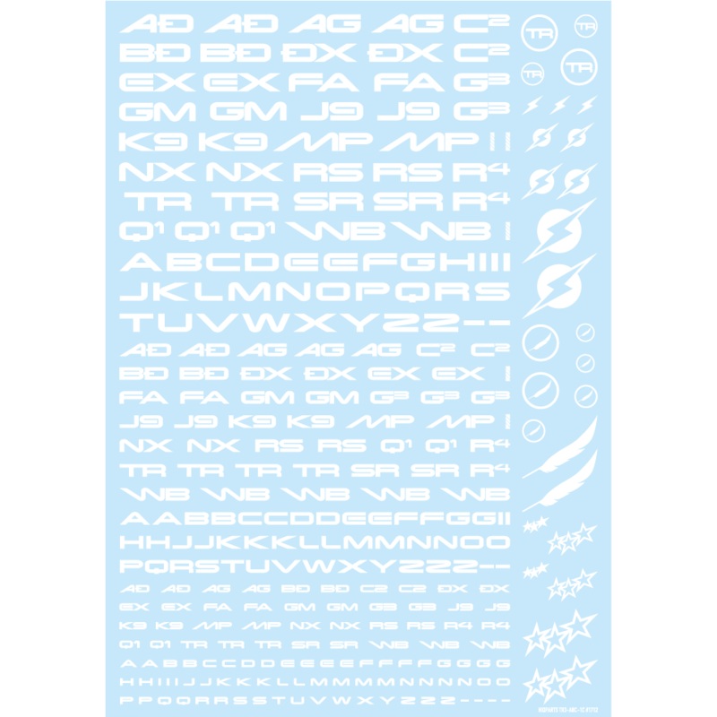 HiQ Parts TR Decal 3 Alphabet White (1pc)