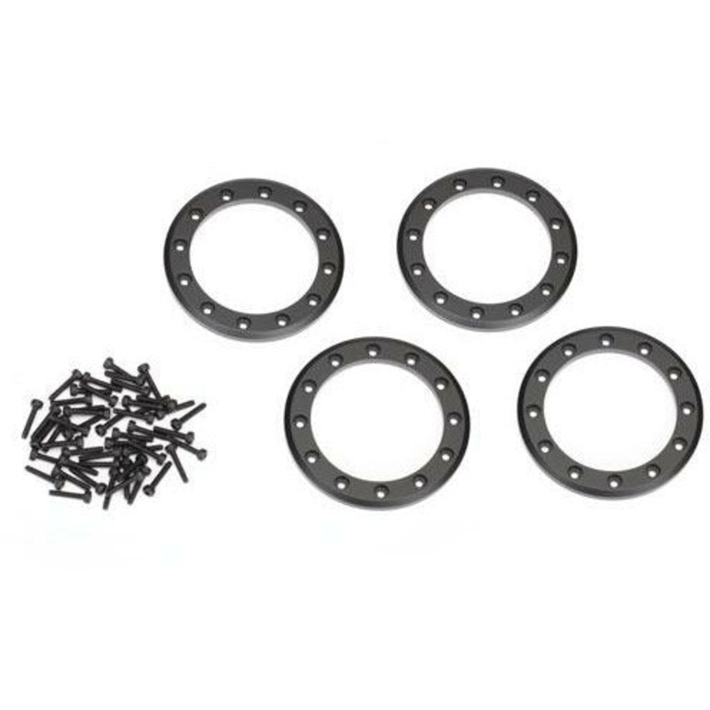 Traxxas Beadlock rings, black (2.2) (aluminum) (4)