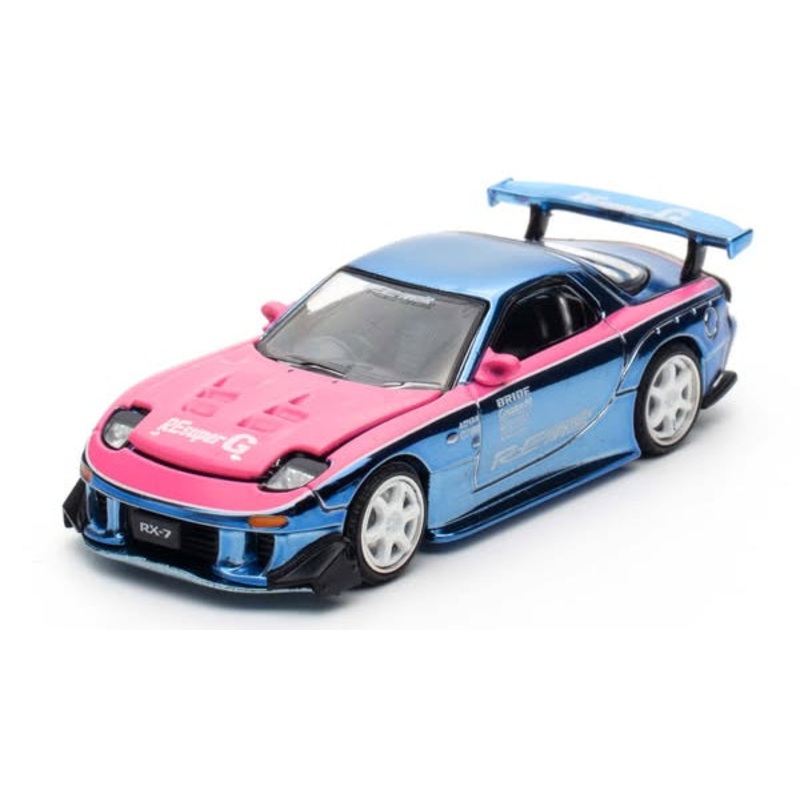 Pop Race 1:64 Mazda RX-7 HEC Exclusive Blue Chrome