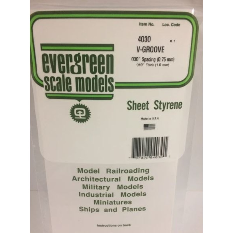 Evergreen 4030 .030 Spacing Vgroove Sheet