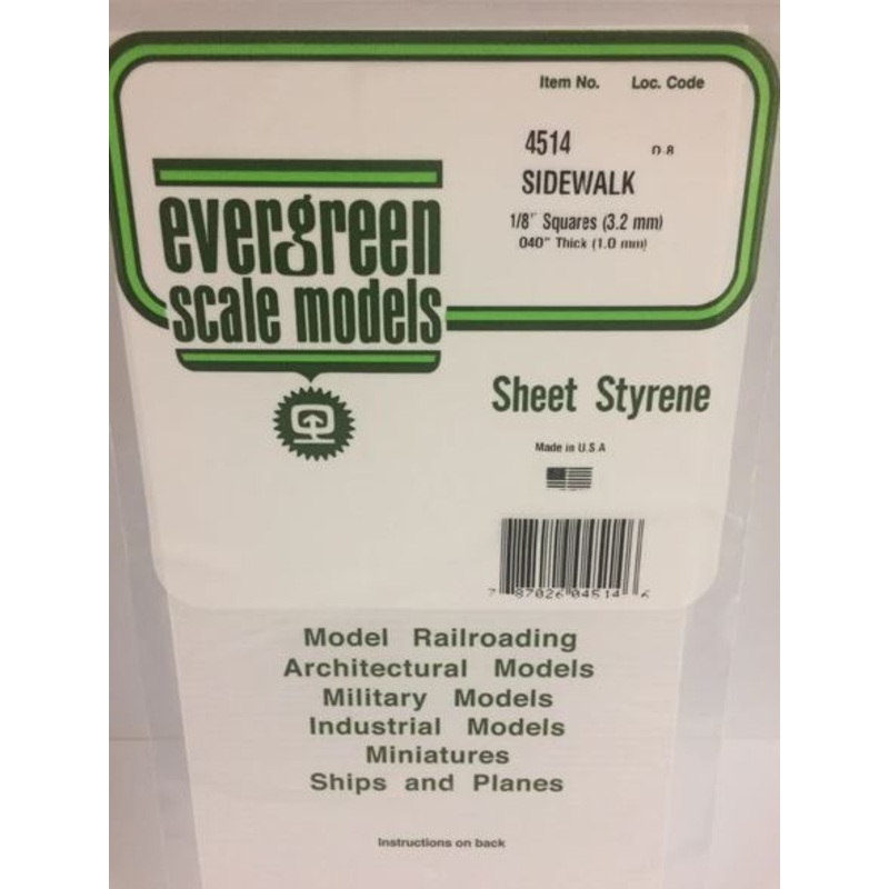 Evergreen 4514 1/8 x 1/8 Sidewalk Squares