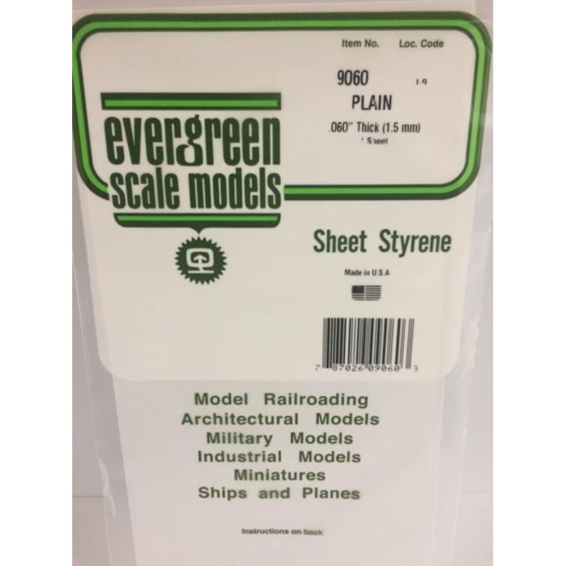 Evergreen 9060 .060 thick (1.5mm) 1 sheet