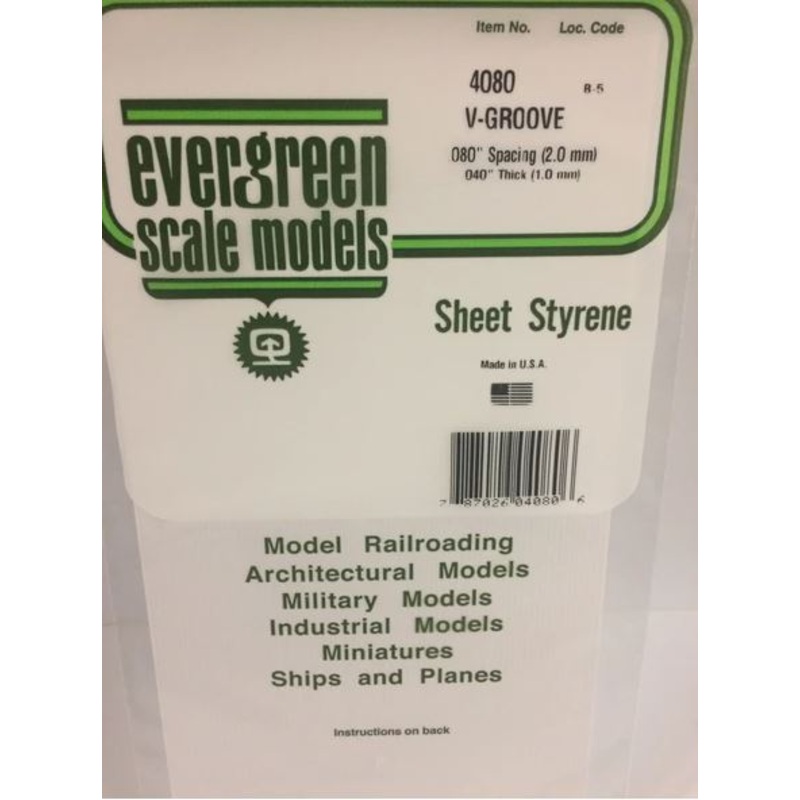 Evergreen 4080 .080 Spacing Vgroove Sheet
