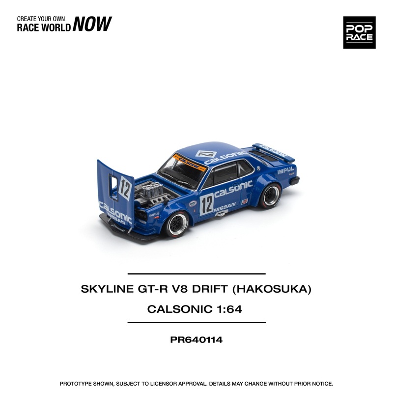 (PRE-ORDER) Pop Race 1:64 Nissan GT-R V8 DRIFT (HAKOSUKA) – CALSONIC