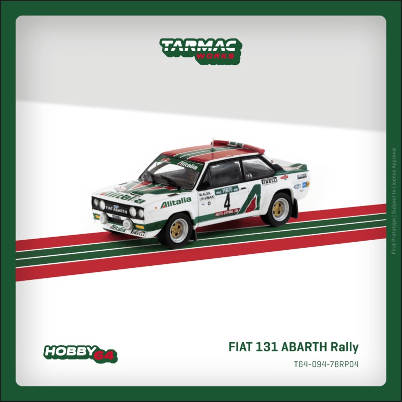 (PRE-ORDER) Tarmac Works 1:64 FIAT 131 ABARTH Rally, Rallye de Portugal Vinho do Porto 1978 Winner, T64-094-78RP04