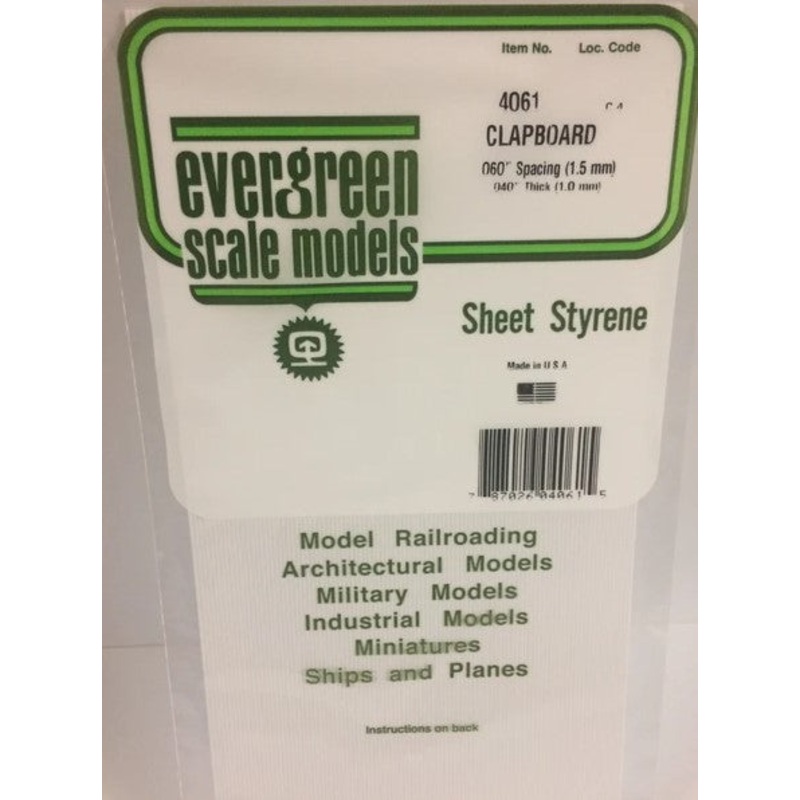 Evergreen 4061 .060 (1.5mm) Clapboard Siding