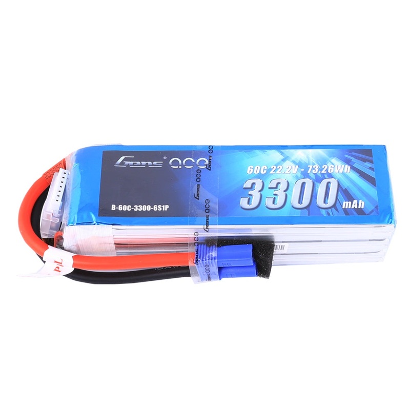 Gens Ace – 183 – 3300mAh 22.2V 60C 6S1P LiPo EC5 Plug Soft Case 138x42x43mm