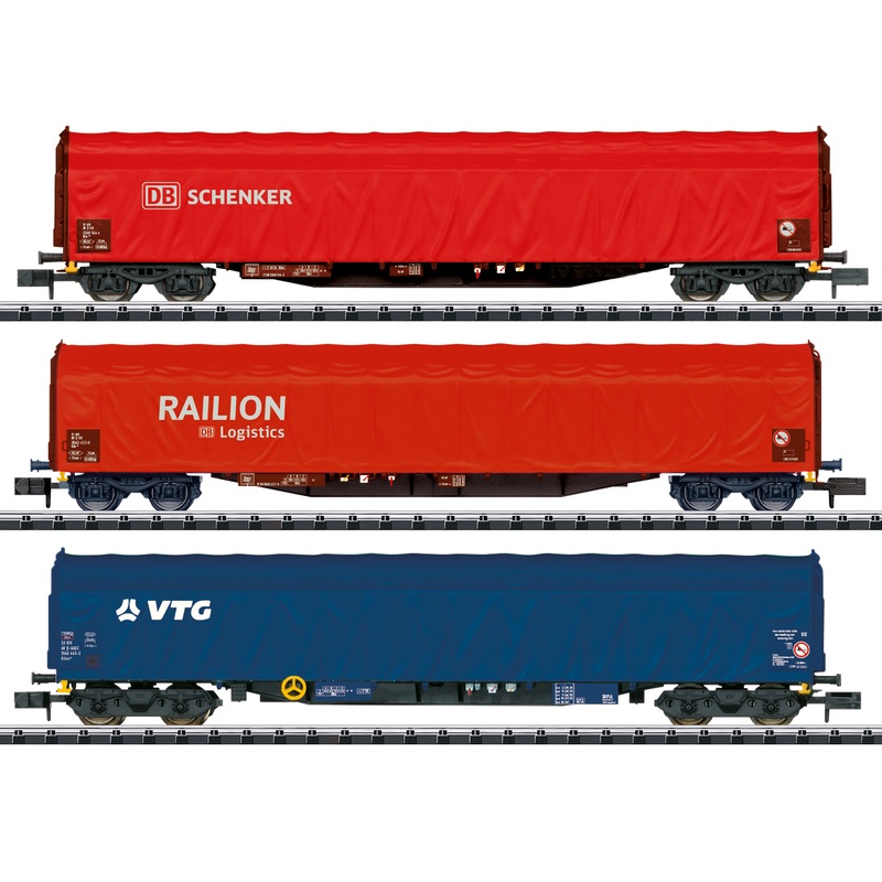 Goods wagon set sliding tarpaulin wagons Rilns DB AG Ep.VI 3-piece