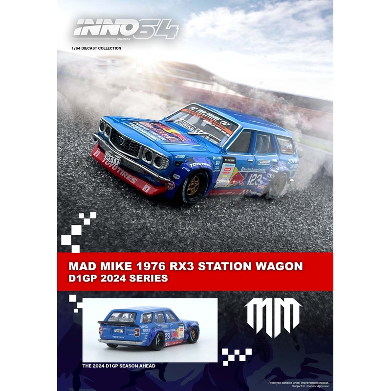 INNO64 1:64 Mad Mike 1976 Mazda RX3 Station Wagon D1GP Series 2024