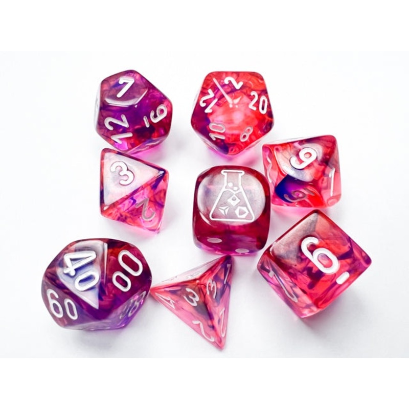 Chessex Nebula 7-Die Set Black Light Special/White w/ Bonus