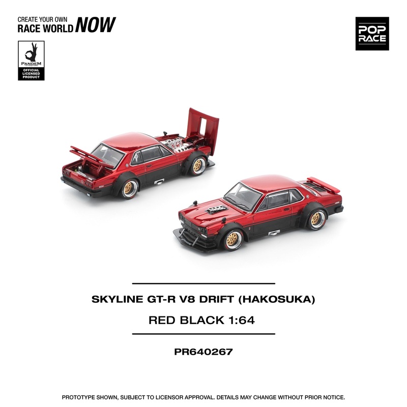 (PRE-ORDER) Pop Race 1:64 Nissan Skyline GTR DRIFT Hakosuka Red Black