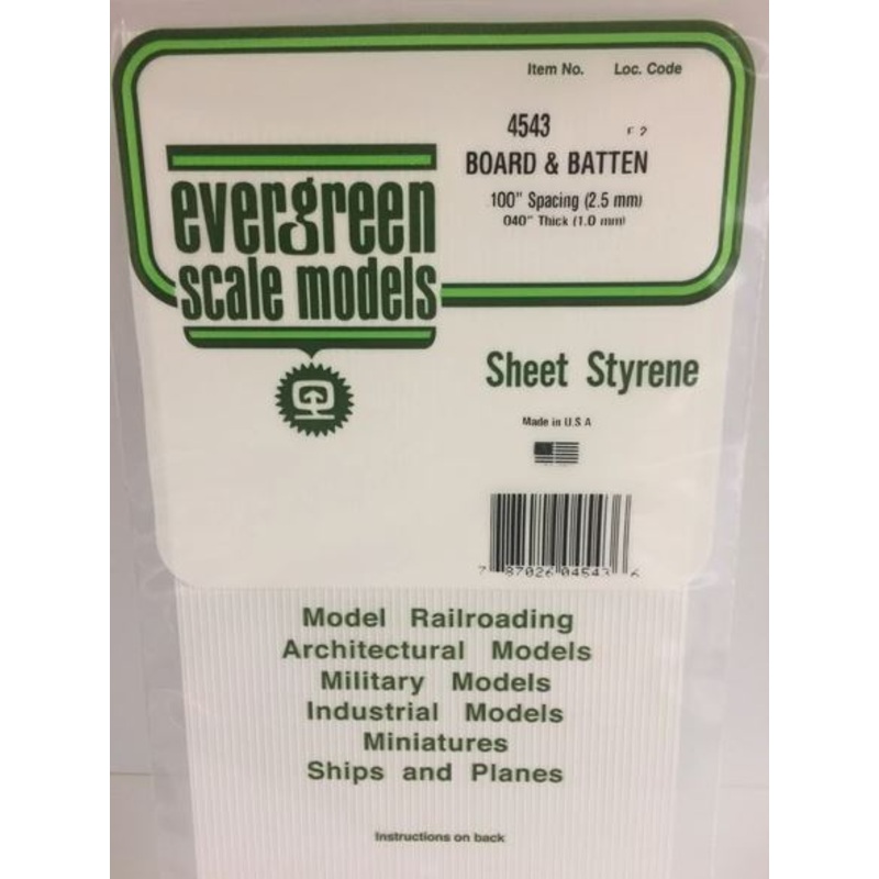 Evergreen 4543 .100 Spacing Board and Battern Siding