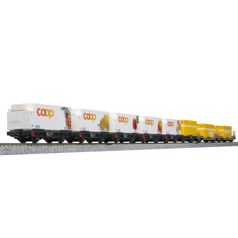 Rhaetian Railway container freight train, 8 pieces