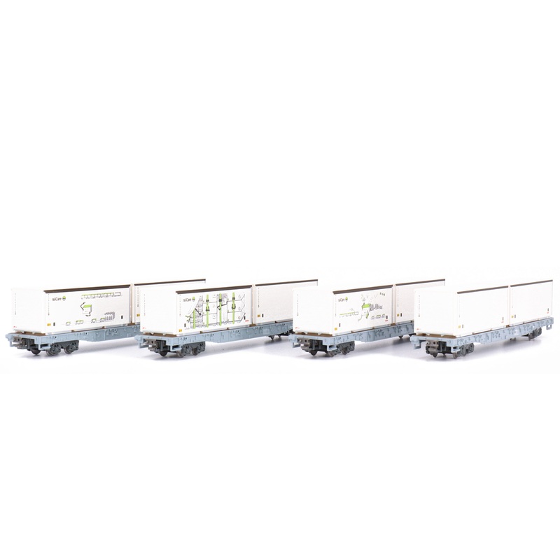 Rhaetian Railway stake car with containers freight train 4-part Ep. V/VI