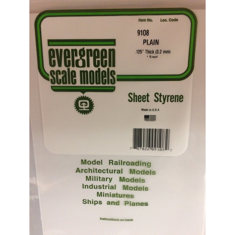 Evergreen #9108 Styrene Sheets: White 1 pack 0.125 (3.2mm) x 8 x 21